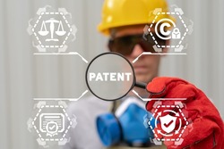 Patent Regulations Management Industry Concept. Patented industrial innovative invention and technology. Patenting new product.