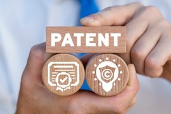 Concept of Patent Regulations Management Industry. Patented industrial innovation and technology.