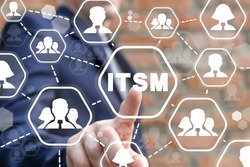 Concept of ITSM - Information Technology Service Management. IT service management and business. ITIL Information Technology Infrastructure Library.