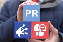 Concept of PR Public Relations. Business Marketing Strategy Campaign.