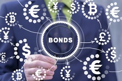 Concept of bonds. Bond Finance Banking Investment Technology. Trade Market Network. Treasury and government bonds.