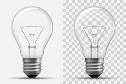 Realistic light bulb. Electricity. Vector illustration isolated on a white and transparent background.