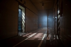 Prison corridor. Dark corridors in the prison. 