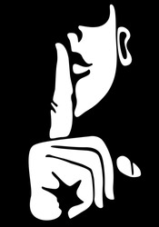 Symbol for silence, face with finger on lips gesture