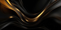 3D abstract wallpaper. Three-dimensional dark golden and black background. golden wallpaper. Black and gold background