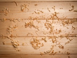 Woodchips (shavings) on wooden surface