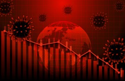 Stocks fall. Economic and financial conditions in the global due sinks the global stock exchanges. Graphs representing the stock market crash caused to the effects of outbreak Coronavirus covid-19. 