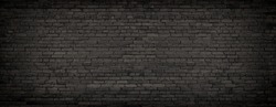 black brick wall of panoramic view in high resolution