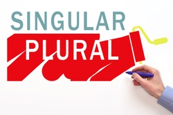 Singular and plural sign on white background. Opposites