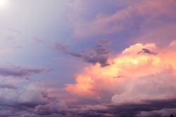 Clouds in pink and purple colors. mystical sky.colorful clouds background. Heaven background. photo