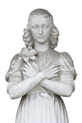 Woman statue isolated on white background. Clipping path included.