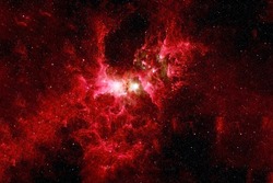 Red galaxy in deep space. Elements of this image were furnished by NASA. 