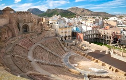 Panoramic view of Cartagena- ancient theatre Roman
