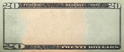 20 dollar bill with empty middle area