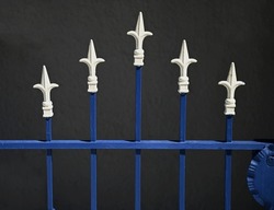 Traditional handcrafted wrought iron entrance gate railing in Kea island, Greece. 
