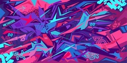 Metaverse Cyber Colorful Abstract Urban Street Art Graffiti Style Vector Illustration Template Background