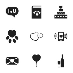Set Of 9 Editable Heart Icons. Includes Symbols Such As Confession, Smartphone, Mail And More. Can Be Used For Web, Mobile, UI And Infographic Design.