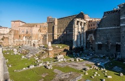Trajan's Market and Forum of Augustus in Rome on a sunny morning. Italy.