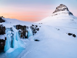 Kirkjufell Rock in the Winter oft Iceland
Frozen Waterfall