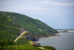 Scenic view of Cabot Trail in Cape Breton Island, Nova Scotia, Canada