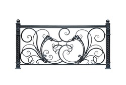 Forged fence with an ornament  in ancient style. Isolated on white background.
