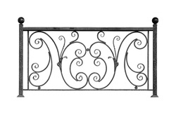 Моdern  steel  railing, fence.  in old   style. Isolated over white background.