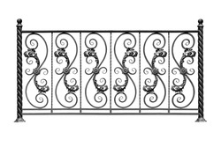 Forged fence with ornament.. Isolation over white background.