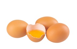 Eggs isolated on white background with clipping path