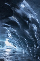 Pattern of Ice cave wall at the Glacier 3000 on the Swiss alps , Col du Pillon, Canton Waadt, Switzerland