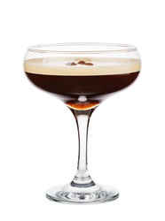 Espresso Martini. Alcohol cocktail isolated on white background