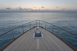 Italy, Lazio, Fiumicino, Tirrenian sea, Morgan 70' Lobster luxury yacht, bow