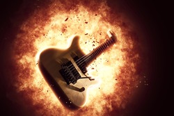 Exploding electric guitar