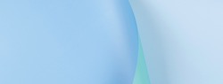 Abstract geometry composition banner background in pastel blue, and green colors with geometric shapes and curved wave lines. Top view, copy space
