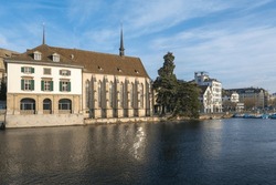 Wasserkirche Church and Limmat River - Zurich, Switzerland