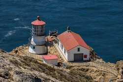 Built in 1870, the point Reyes Lighthouse is on a rocky cliff over the Gulf of Farallones in Point Reyes National Seashore, located in Marin County, California, United States.