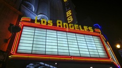 LOS ANGELES, CA, USA - December 29, 2015: The now defunct Los Angeles Theater. Downtown Los Angeles is the central business district and enjoyed it's heyday in the early 1920s.