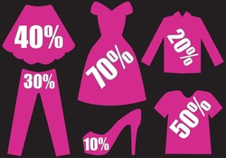Discount labels in the shape of fashion sales 