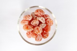 Dried Plum Salted, Salted Plum in a glass bowl.