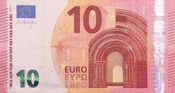 Ten euro bank note finance currency close up detail money fragment