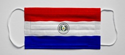 Paraguay flag. PANDEMIA. Medical mask, Medical protective mask on a white background.Healthcare and medical concept.