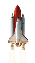 SPACE SHUTTLE ON WHITE BACKGROUND. Elements of this image furnished by NASA
