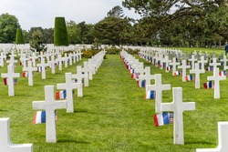 Saint-Laurent-sur-Mer, France - May 29th 2022 - Normandy American Cemetery and Memorial at Omaha beach known from D-Day