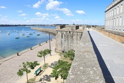 Historic rampart and port in Saint-Malo, Brittany, France