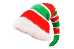 Cap of the Christmas Elf. Isolated over white