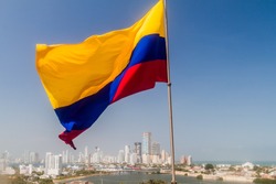 Colombian flag in Cartagena, Colombia