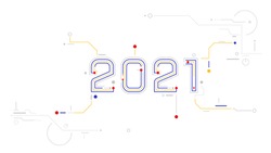 2021 tech new year digital number technology concept vector illustration