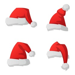 Santa christmas hat vector illustration. Red santa top hat isolated on white background