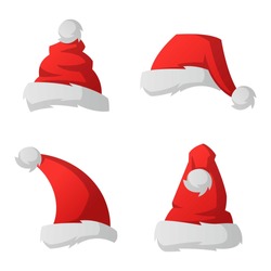 Red Santa Claus christmas hat vector illustration isolated on white background