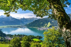 Fantastic view of the idyllic lake Zell am See in a summer alpine landscape in the Salzburger Land, Zell am See, Austria, Europe