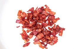 Close up of Bacon isolated white background.